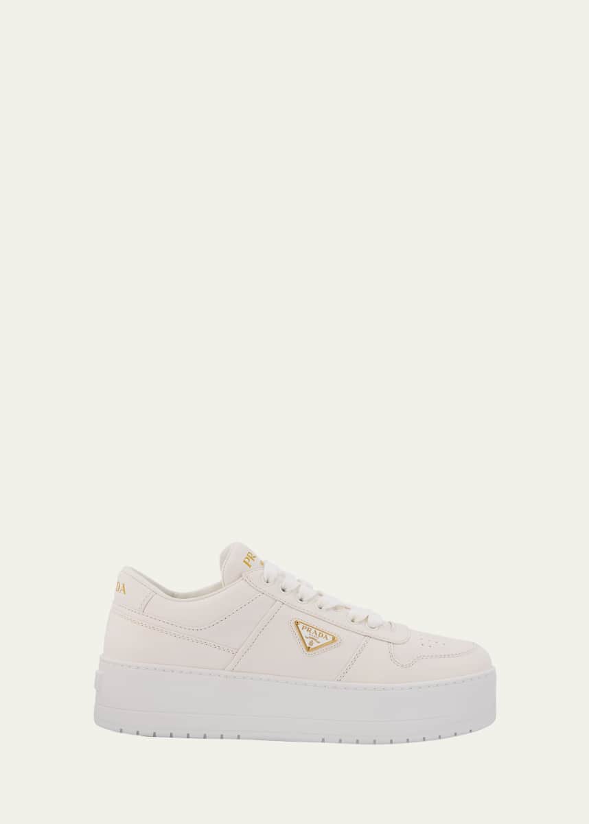 Prada Downtown Leather Low-Top Platform Sneakers