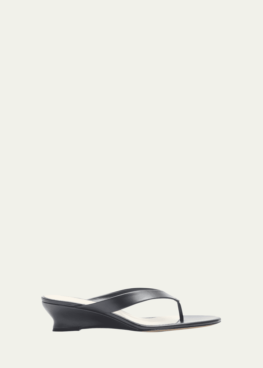 Le Monde Beryl Leather Thong Micro Wedge Slide Sandals