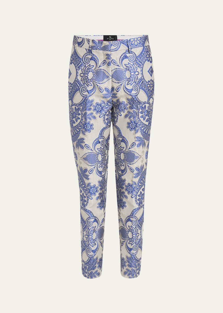 Etro Paisley Jacquard Cropped Skinny Trousers