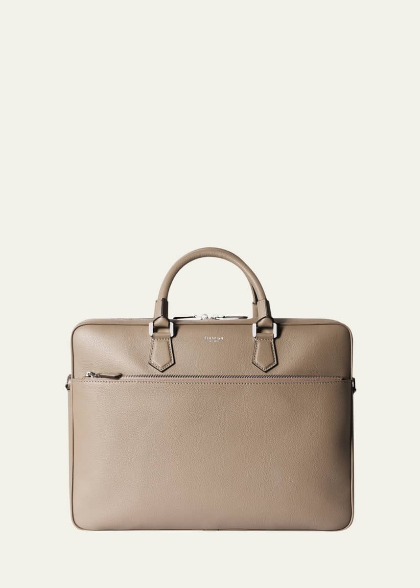Serapian Men's Cachemire Leather Slim Briefcase
