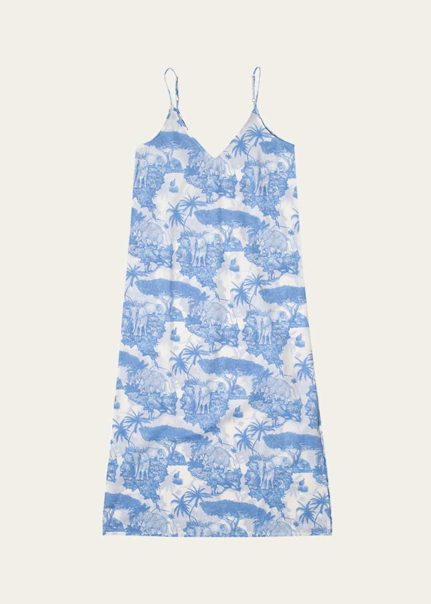 Desmond & Dempsey Toile-Print Cotton Slip Nightie