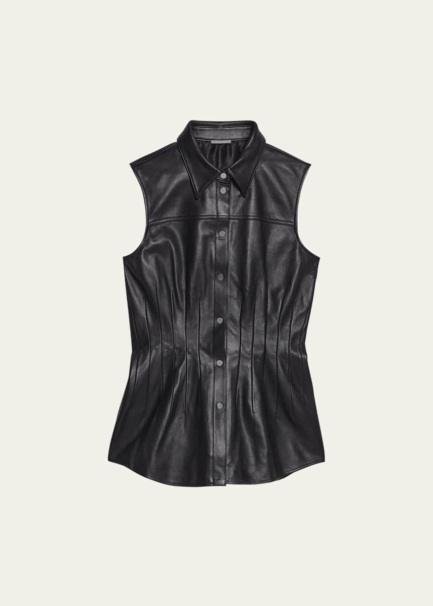 Helmut Lang Sleeveless Darted Leather Shirt