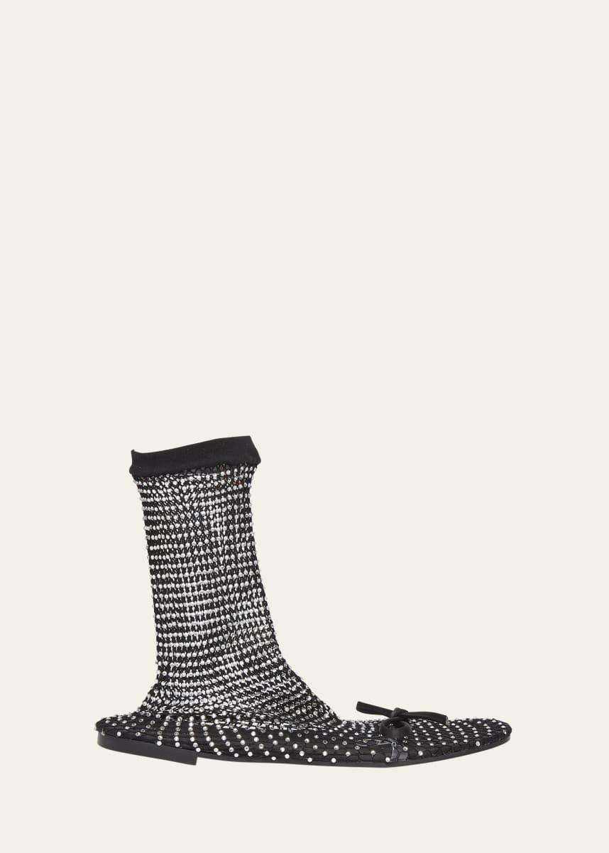 Balenciaga Leopold Embellished Mesh Bootie Flats