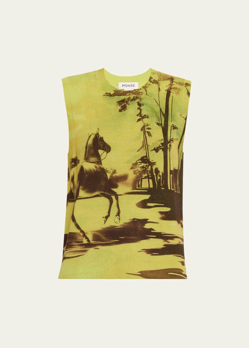 Monse Horse Print Merino Wool Sleeveless Top