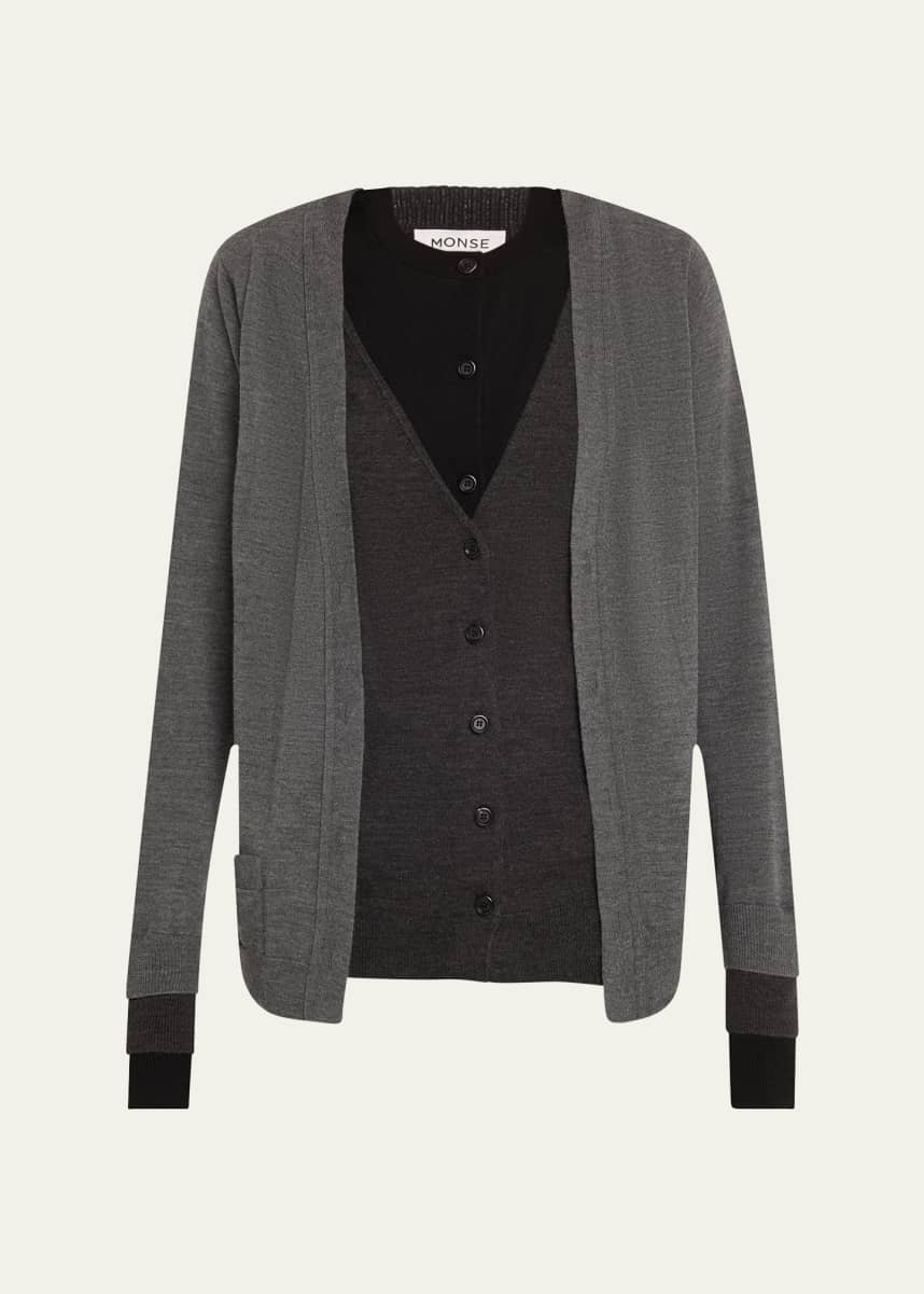 Monse Multi Layered Merino Wool Cardigan