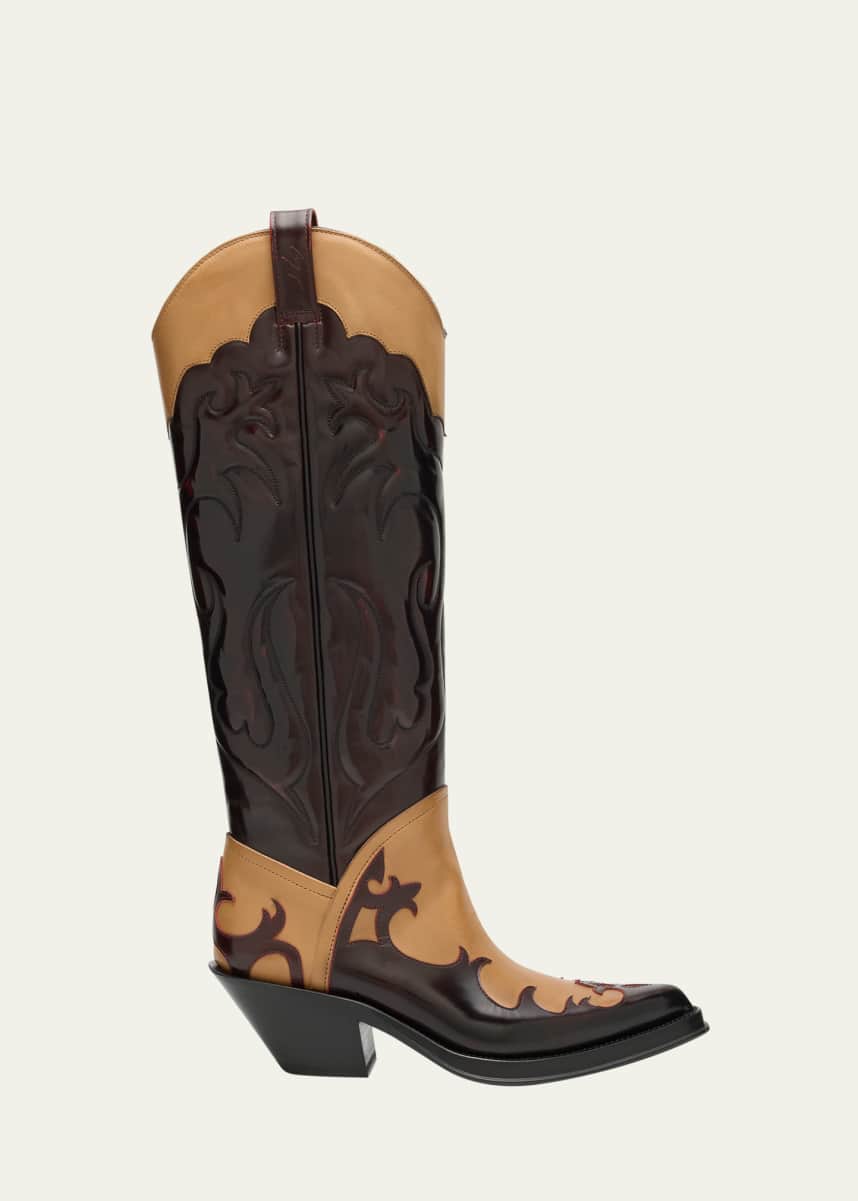 Gabriela Hearst Capitano Tall Bicolor Leather Cowboy Boots