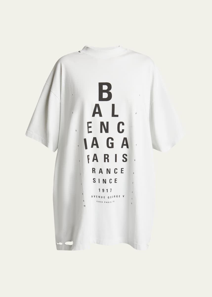 Balenciaga Optical Print Oversized Jersey T-Shirt