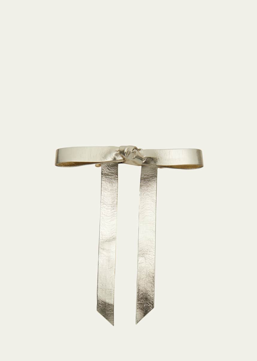 Lele Sadoughi Bardot Bow Metallic Faux Leather Barrette