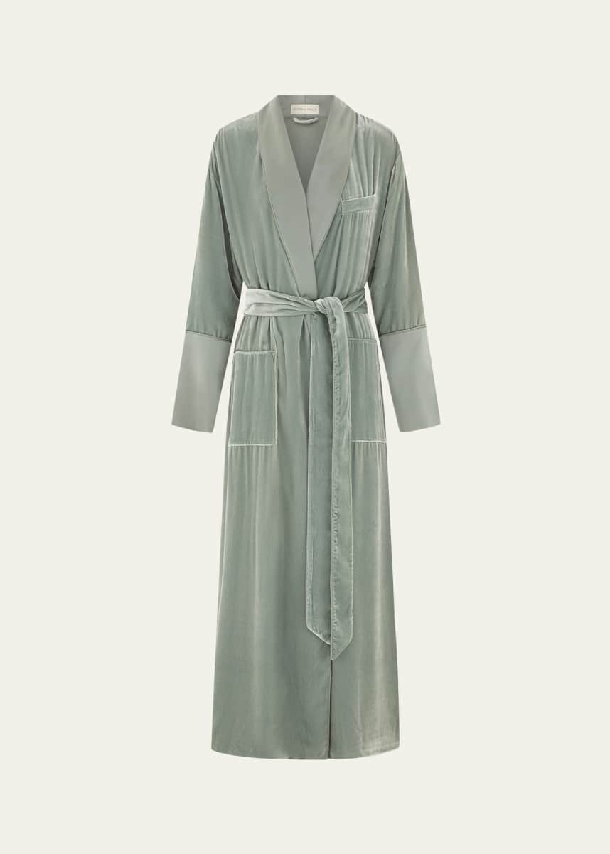 Olivia von Halle Capability Shawl-Collar Silk Velvet Robe