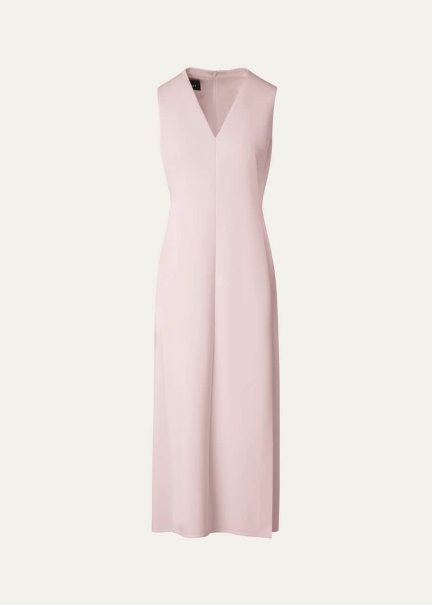 Akris V-Neck Midi Wool Dress