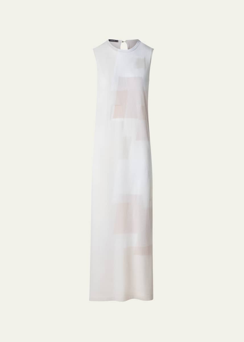Akris Long Trapezoid Intarsia Knit Dress
