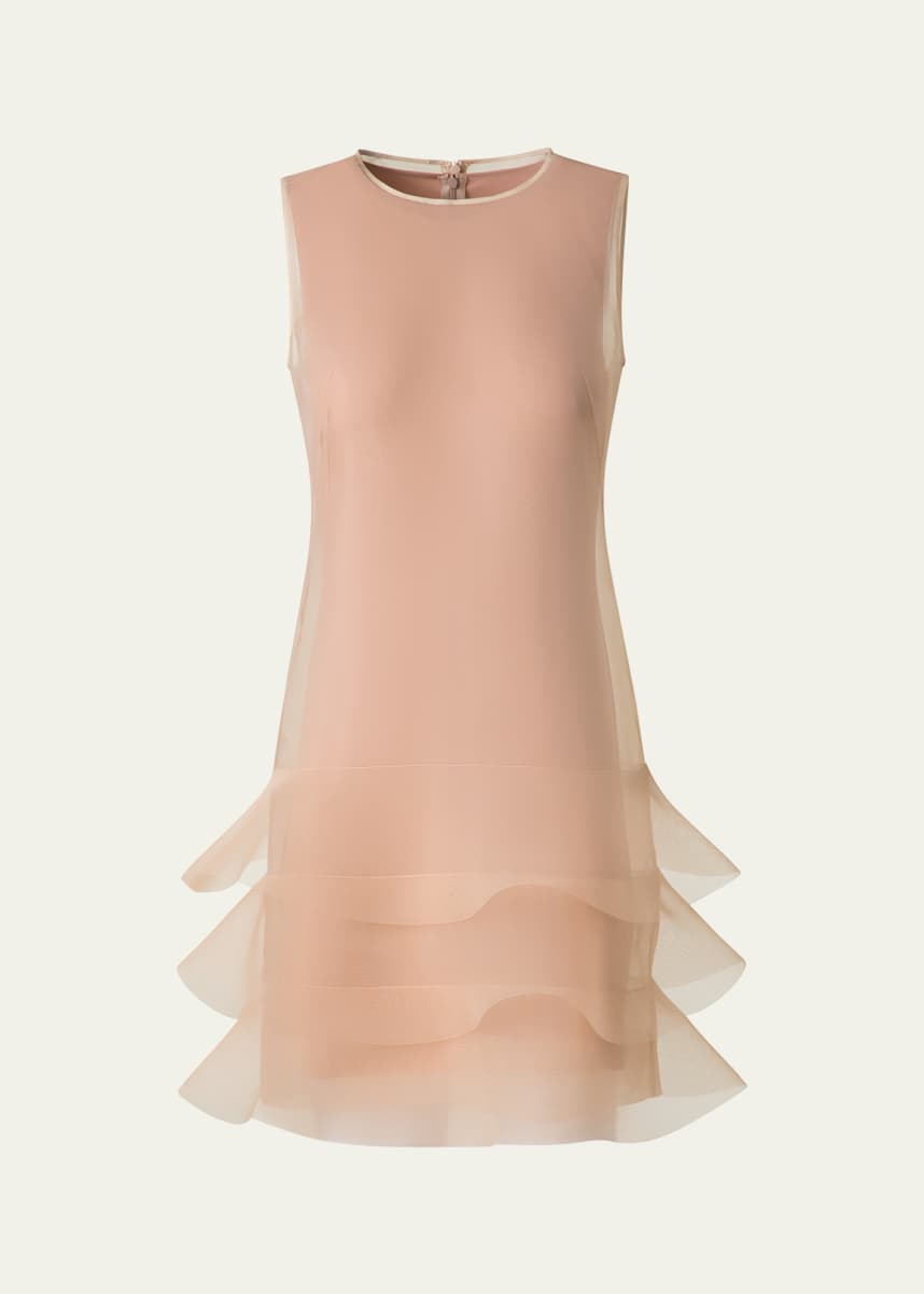 Akris Hatband Waves Techno Organza Mini Dress