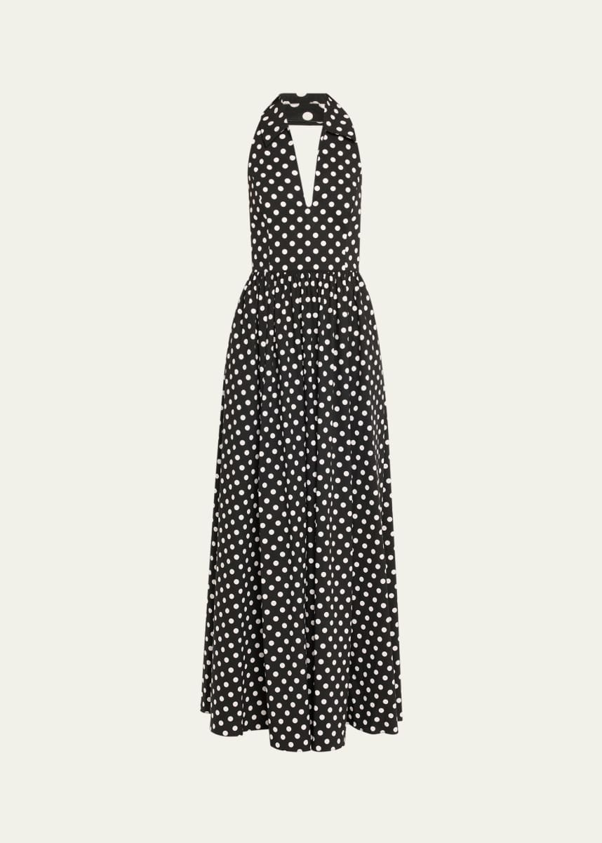 Caroline Constas Aya Open-Back Collared Gown
