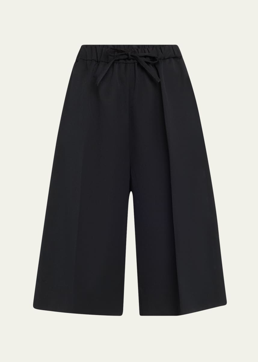 Simone Rocha Wide Leg Elasticated Long Wool Shorts