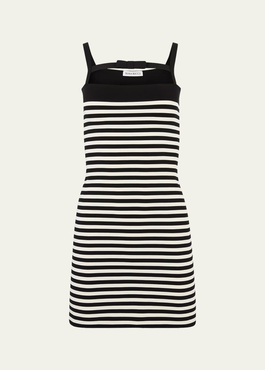 Nina Ricci Stripe Knit Cutout Bow Mini Dress