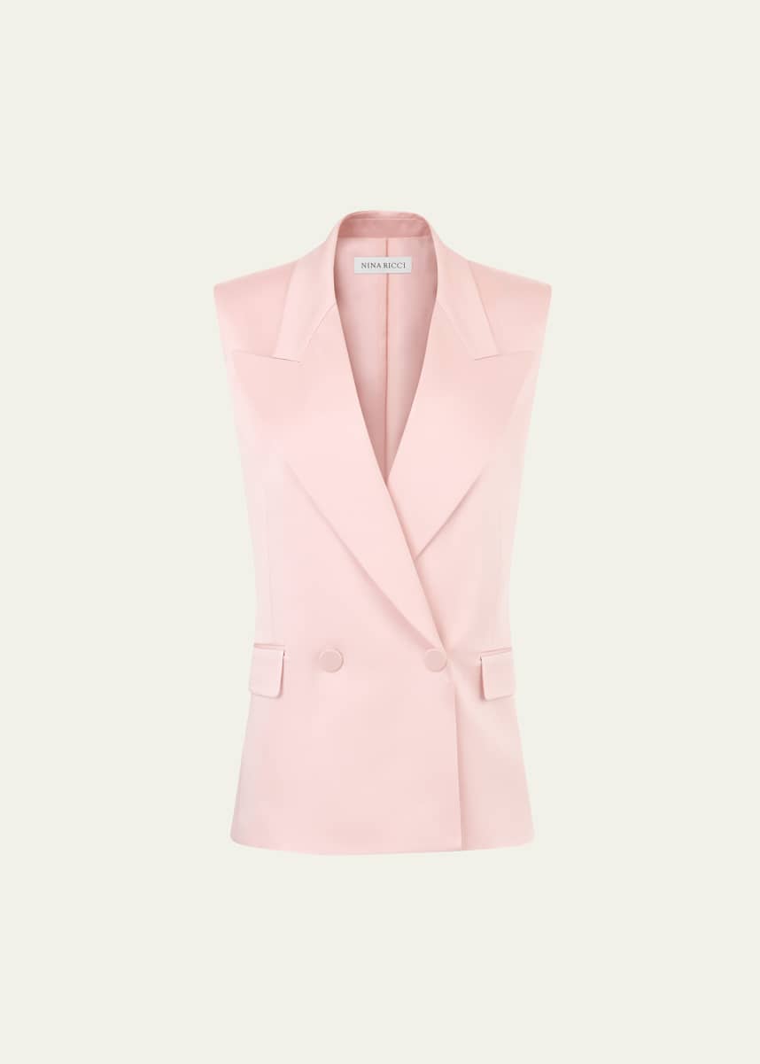 Nina Ricci Satin Double-Breasted Blazer Vest