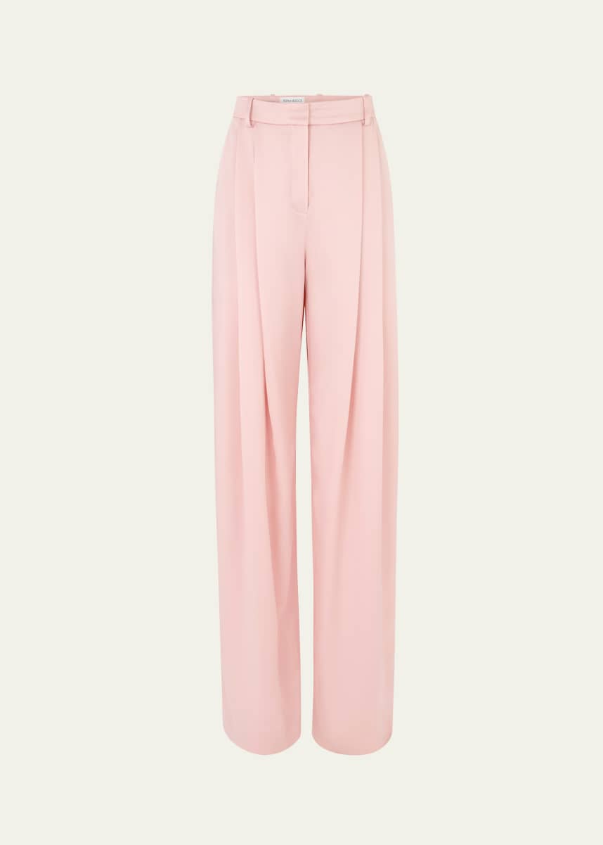 Nina Ricci Pleated Straight Leg Trousers, Blush