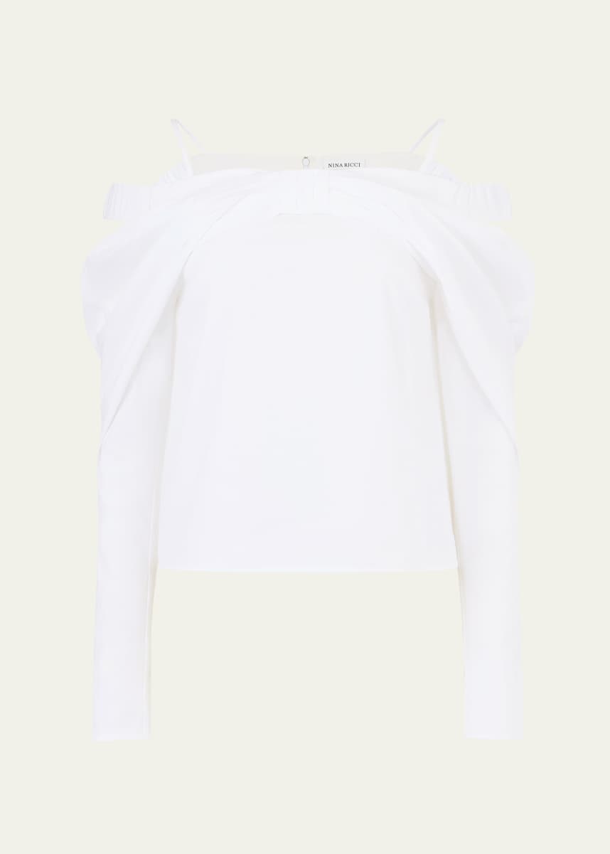 Nina Ricci Off-Shoulder Bow Poplin Top