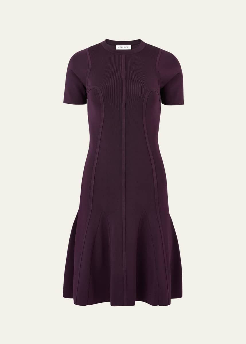 Nina Ricci Corset Round Collar Peplum Mini Dress