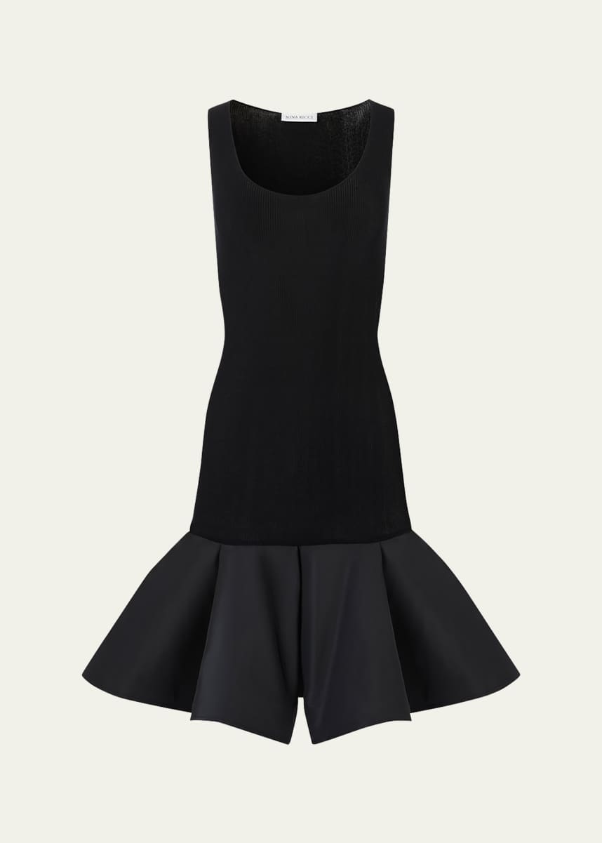 Nina Ricci Taffeta Peplum Knit Dress