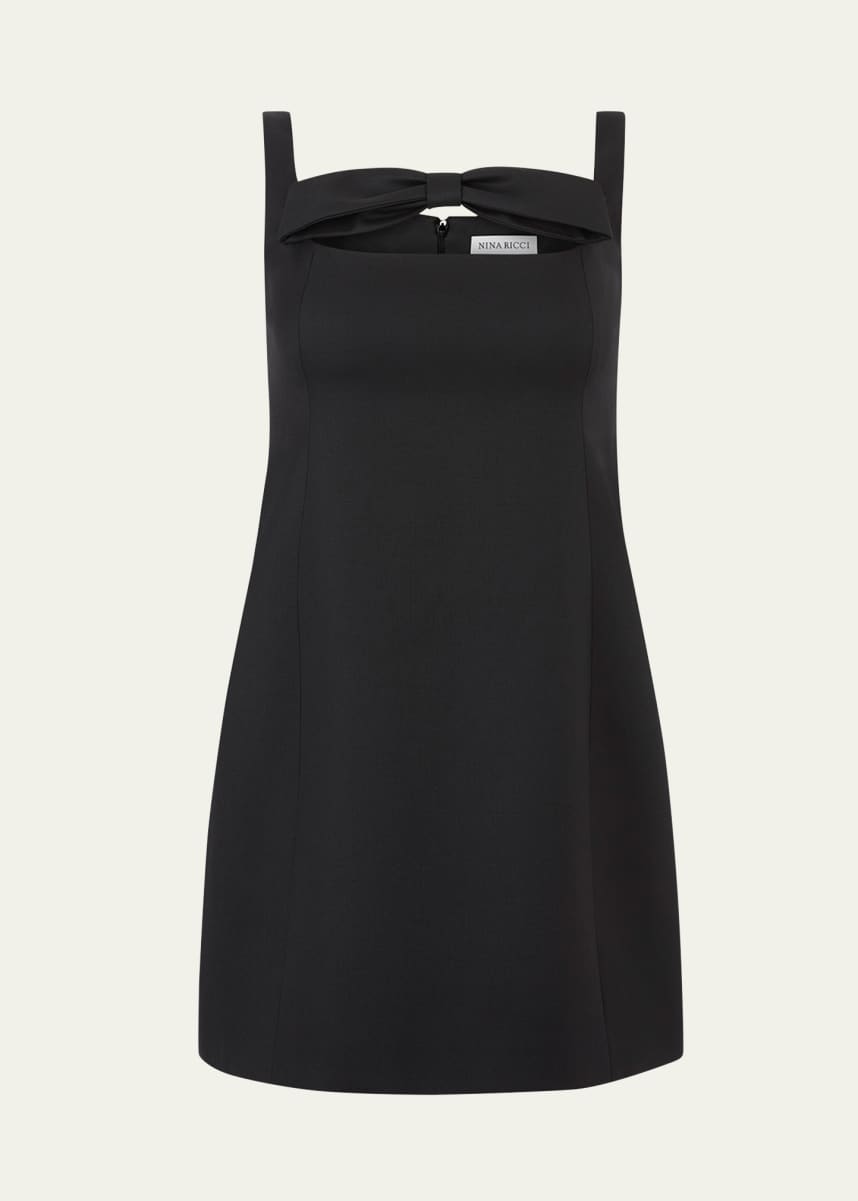 Nina Ricci Square Neckline Cutout Bow Wool Mini Dress
