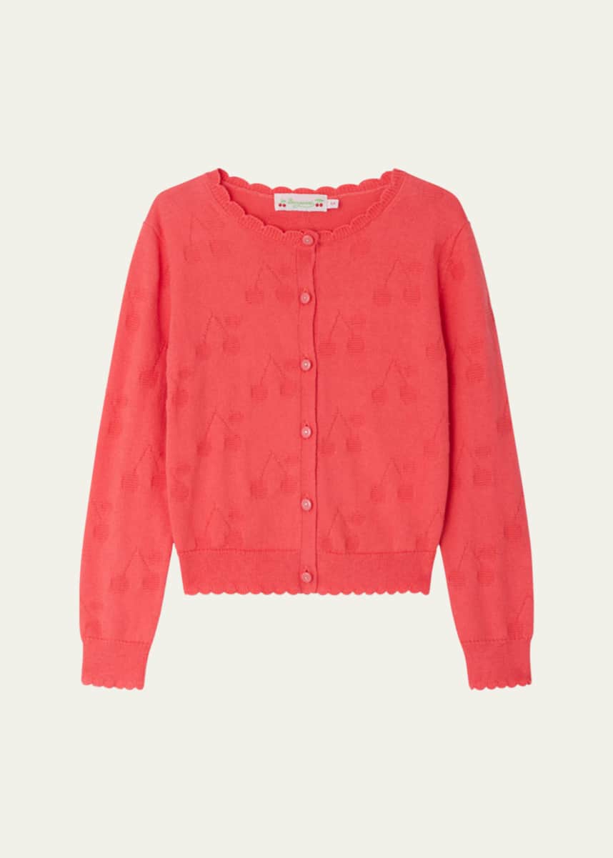 Bonpoint Girl's Thindra Cherry-Print Cardigan, Size 4-14