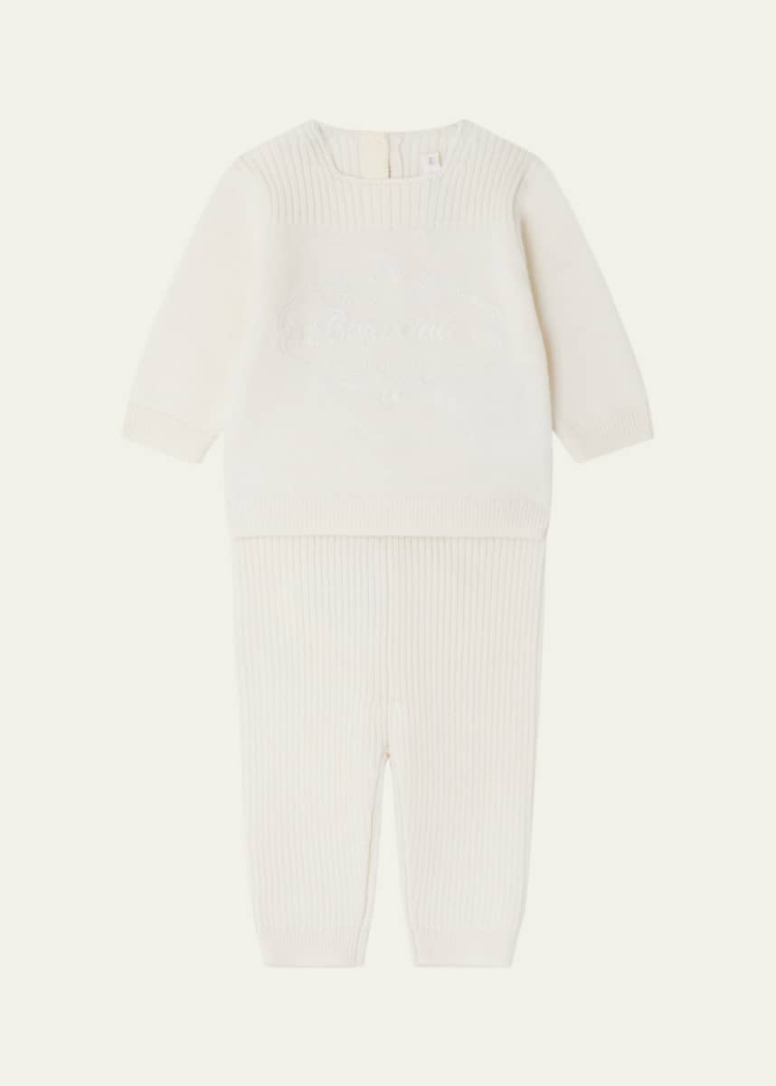 Bonpoint Girl's Atimy Embroidered Wool-Cashmere Set, Size 3M-18M