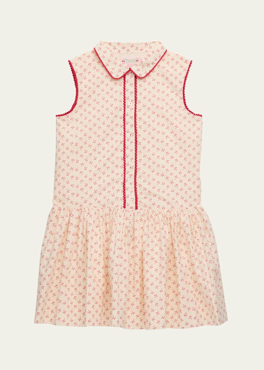 Bonpoint Girl's Erinna Cherry-Print Drop Waist Dress, Size 4-14