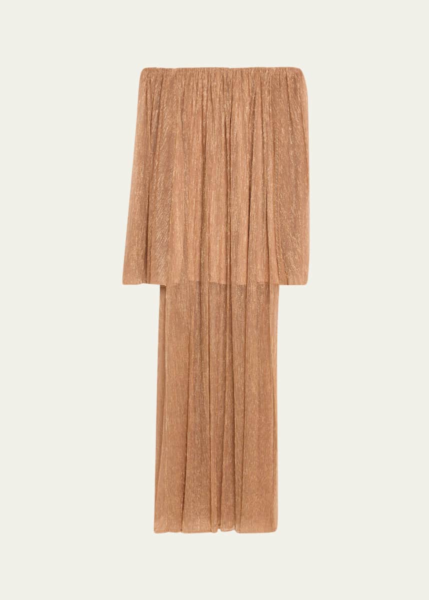 Caroline Constas Corinthia Metallic Off-Shoulder Gown