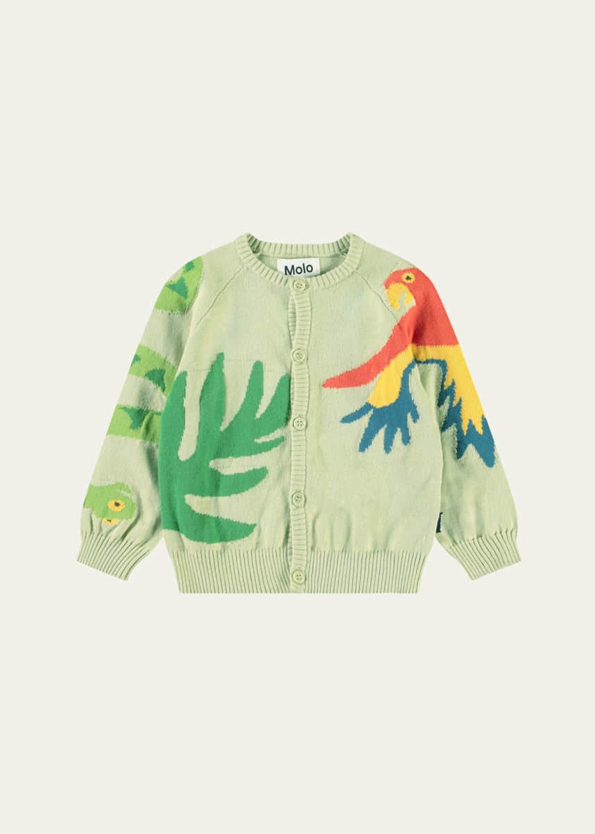 Molo Boy's Brody Knit Intarsia Pullover Cardigan, Size 3M-2