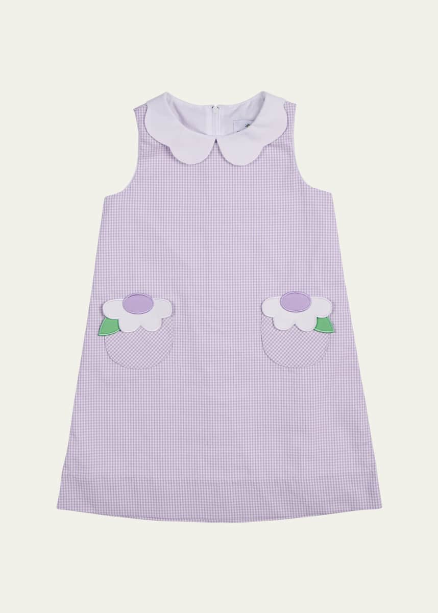 Florence Eiseman Girl's Flower Petal Pocketed Seersucker Dress, Size 2-6