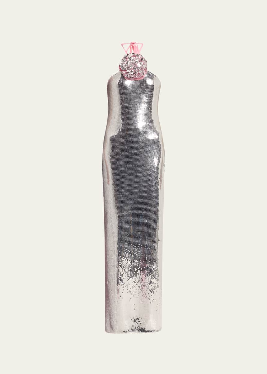 Rodarte Sequined Halter Gown
