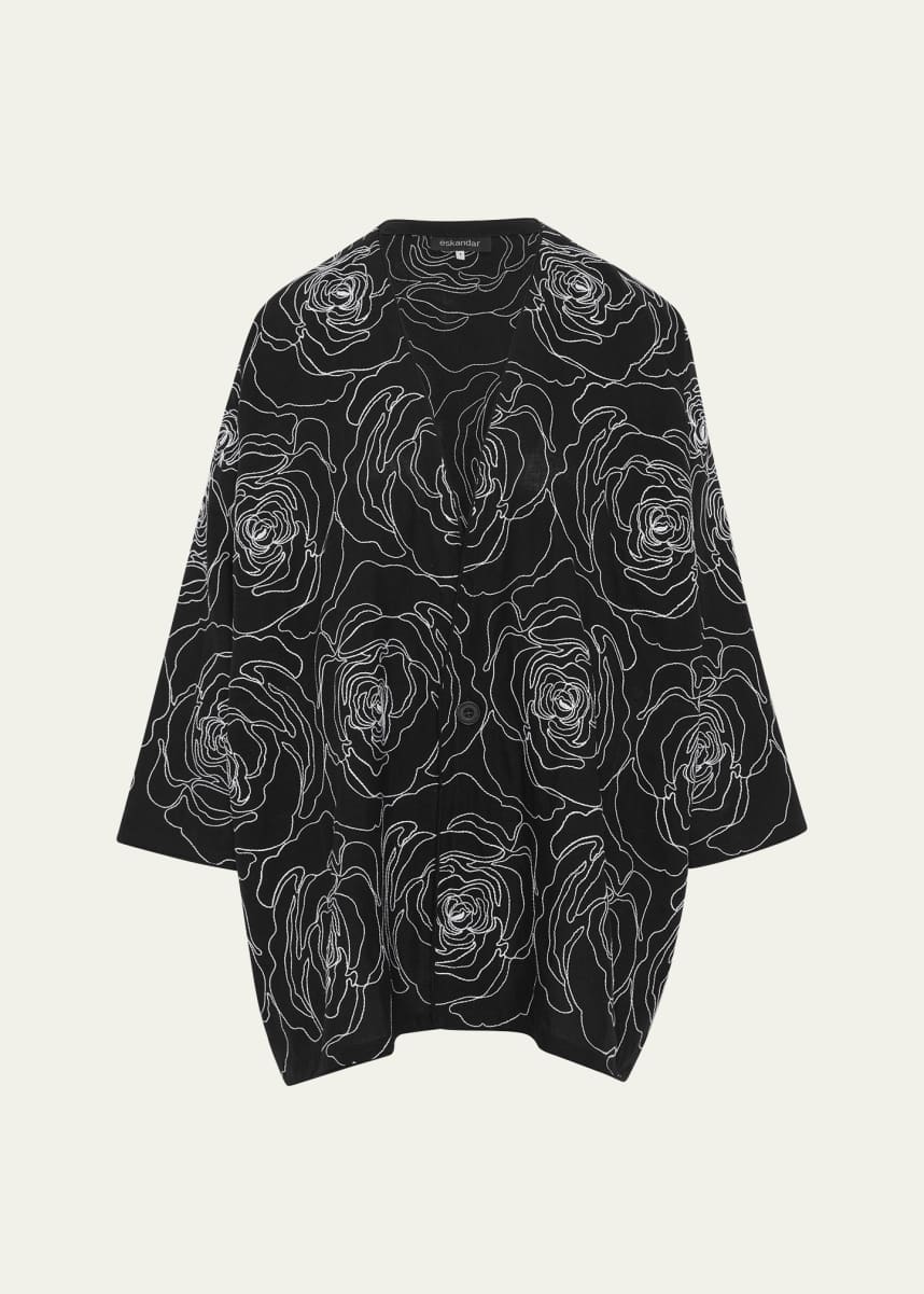 Eskandar Wide A-Line V-Neck Jacket (Long Length)
