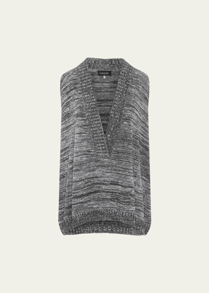 Eskandar A-Line Sleeveless V Sweater (Mid Plus Length)