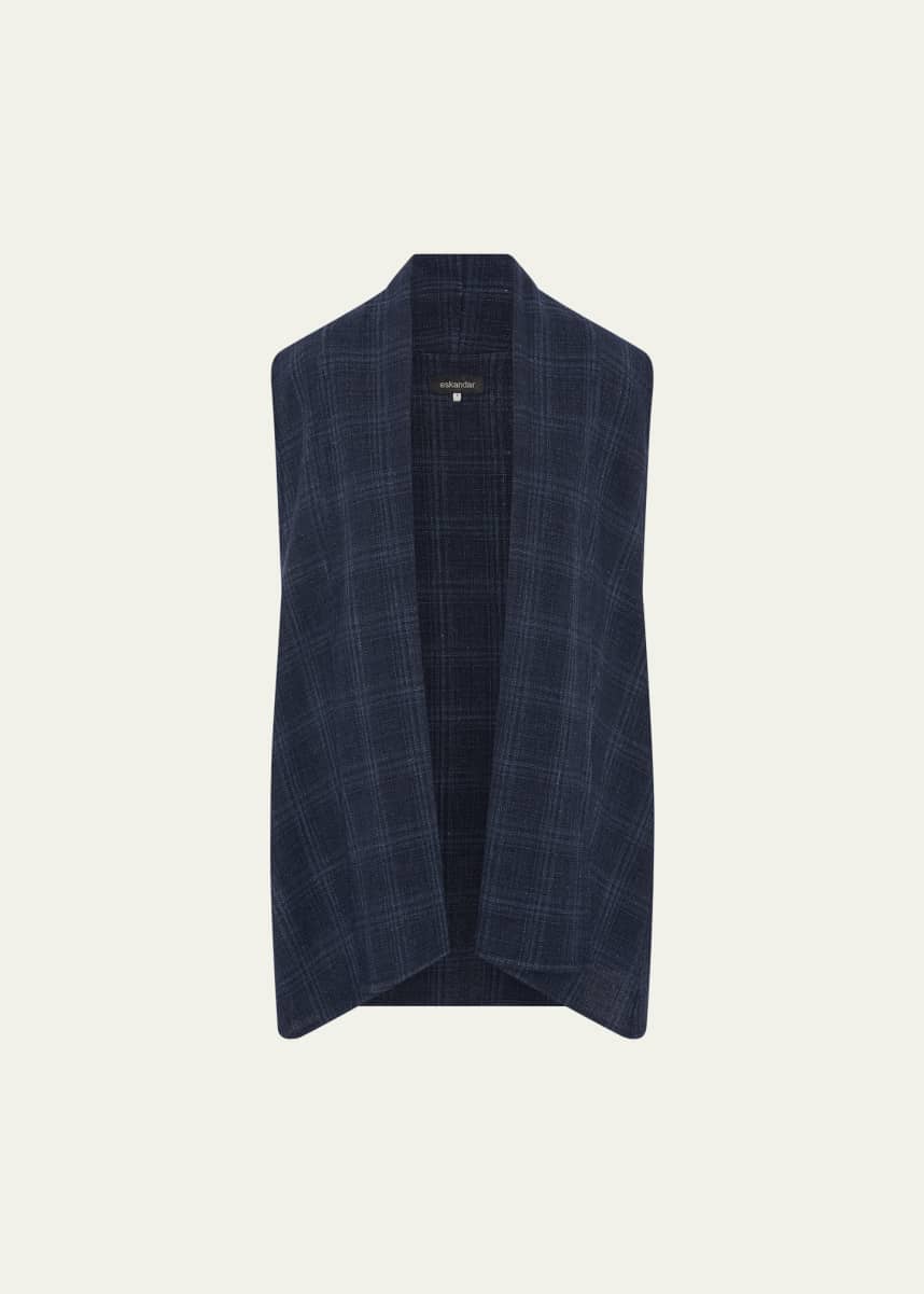 Eskandar A-Line Scrunch Shawl-Collar Waistcoat (Long Length)