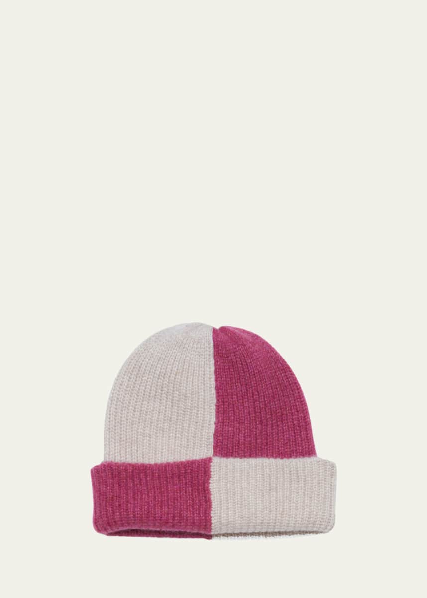 The Elder Statesman Watchman Checked Cashmere Beanie