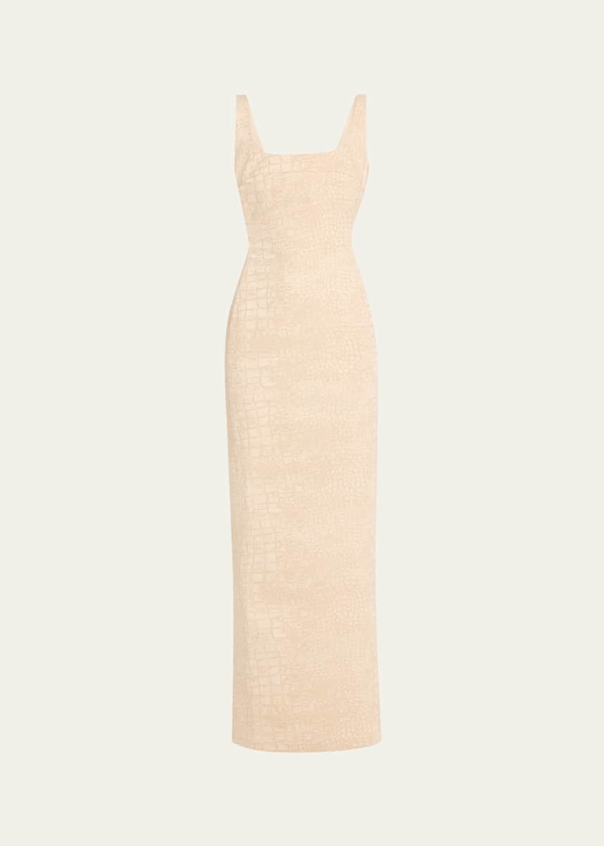 Jacquemus La Robe Crayon Croc Woven Maxi Dress