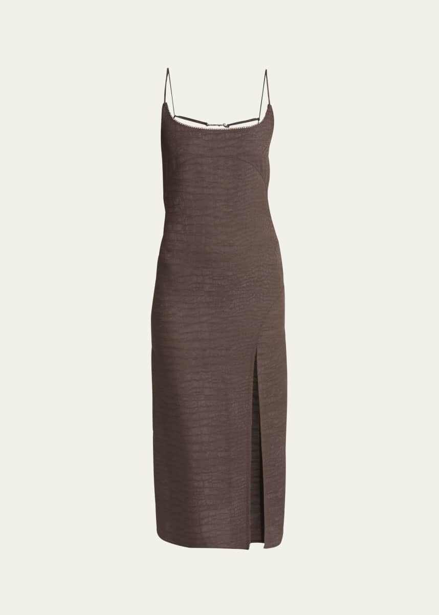 Jacquemus Notte Crocodile Textured Midi Dress