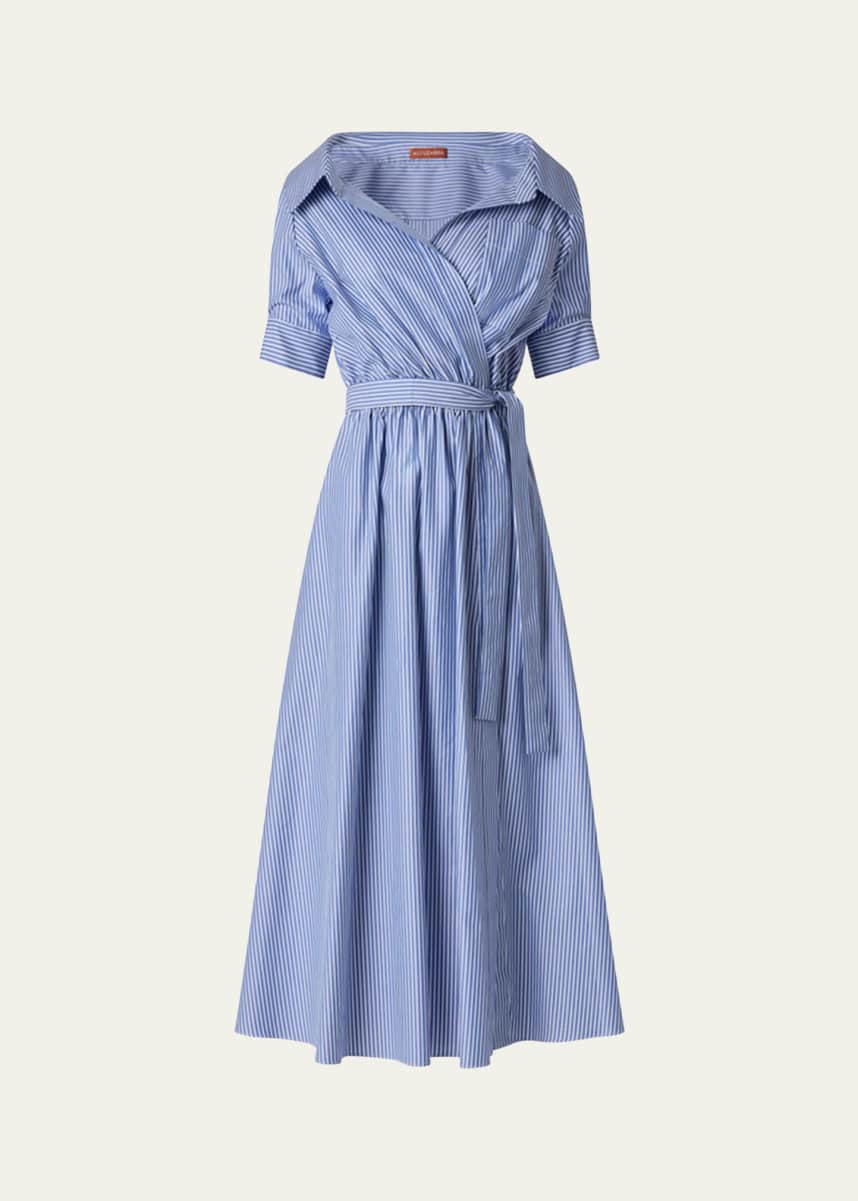 Altuzarra Lydia Stripe Poplin Midi Wrap Dress