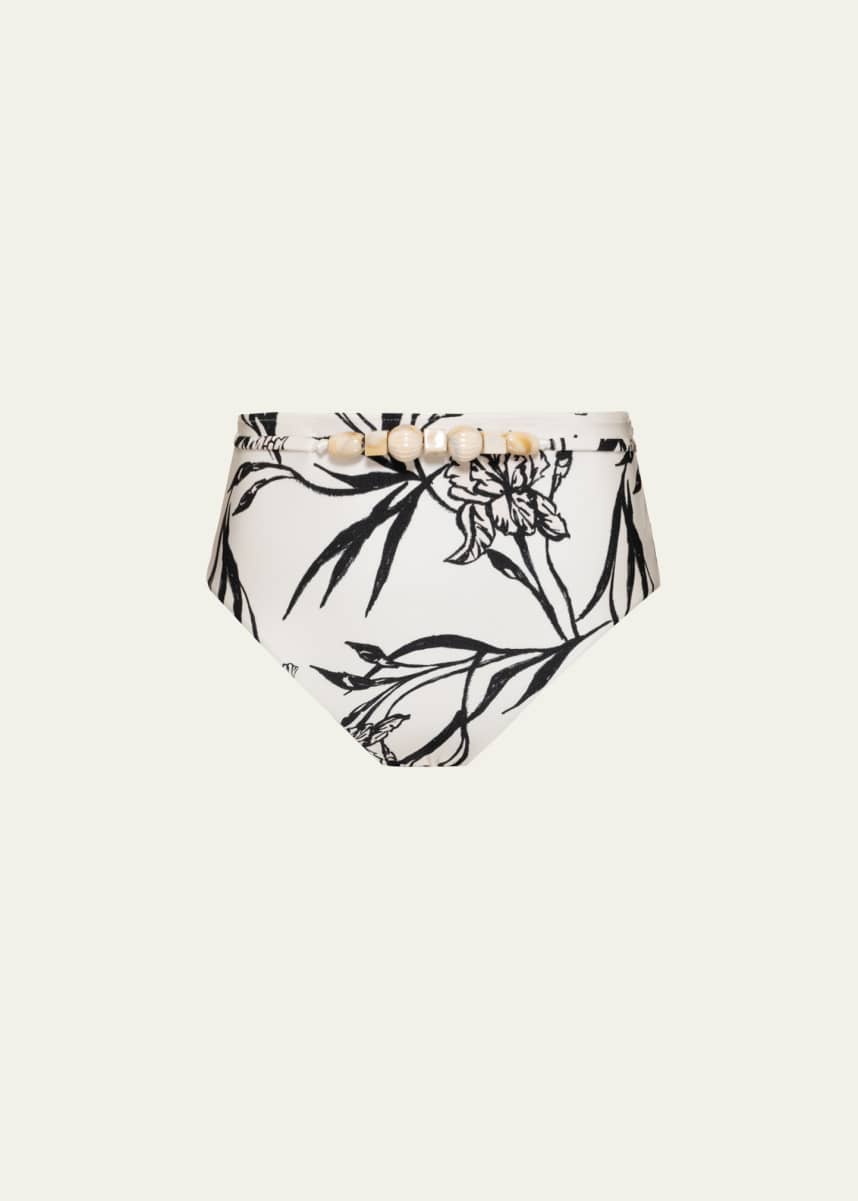 PatBO Iris Bead-Trim Bikini Bottoms