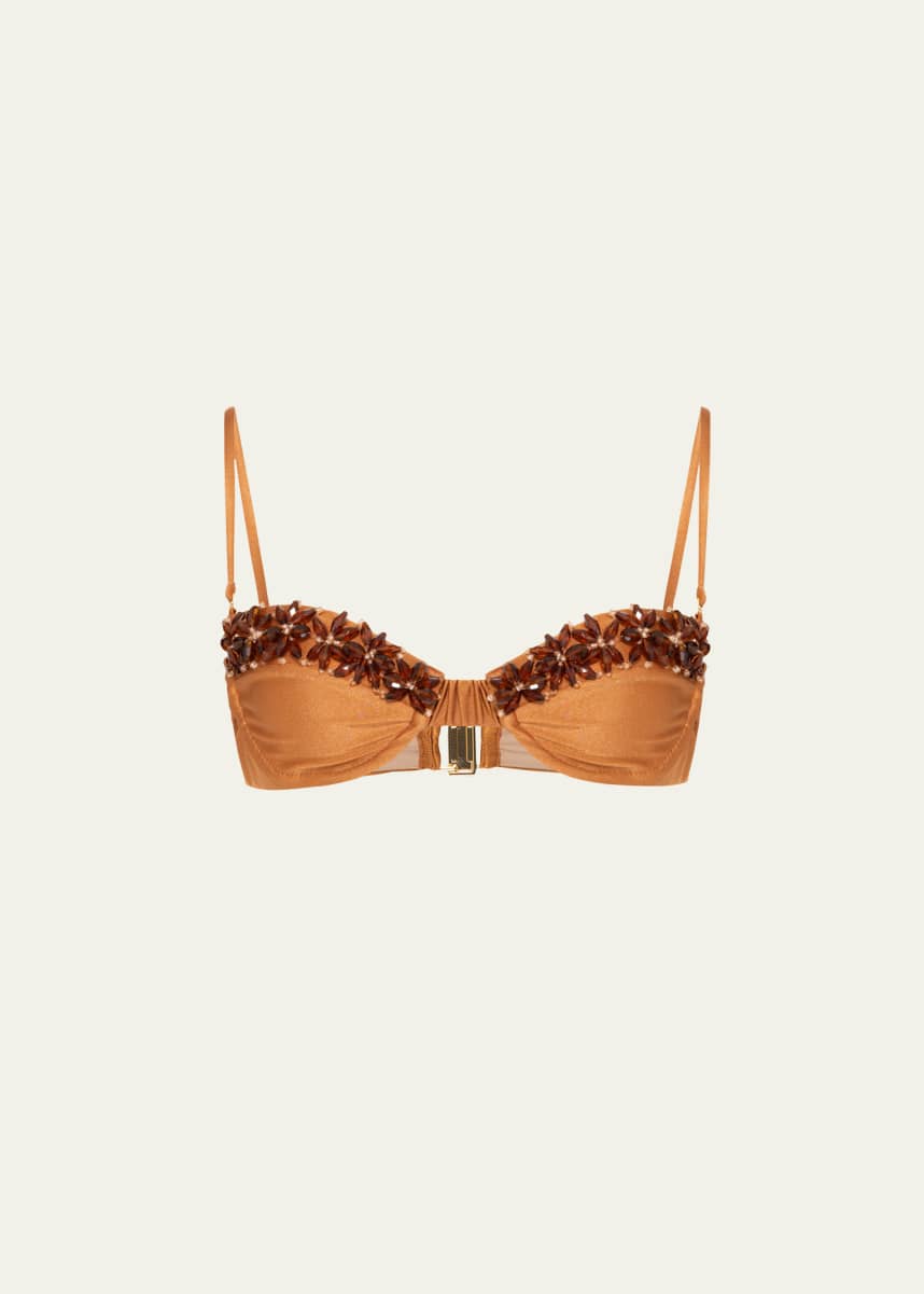 PatBO Jersey Sands Beaded Bikini Top