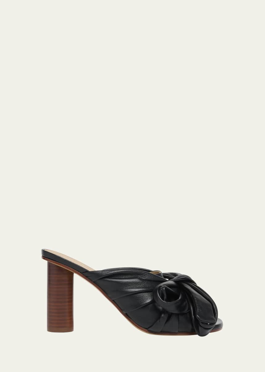 JW Anderson Bow Leather Block-Heel Mule Sandals