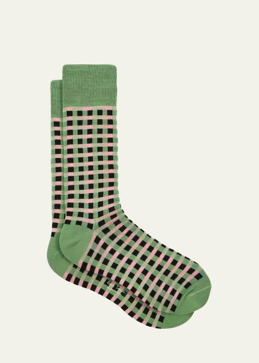 Paul Smith Men's Ikko Check Crew Socks