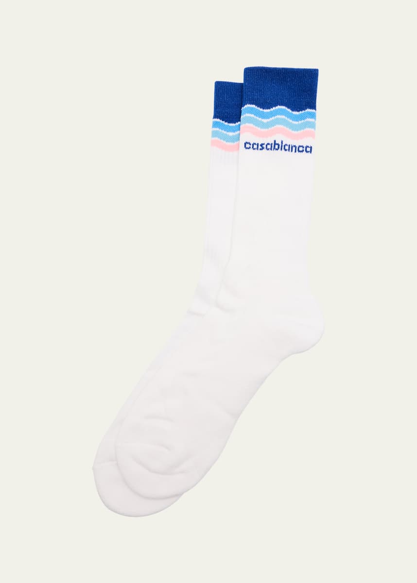 CASABLANCA Men's Stripe Logo Crew Socks