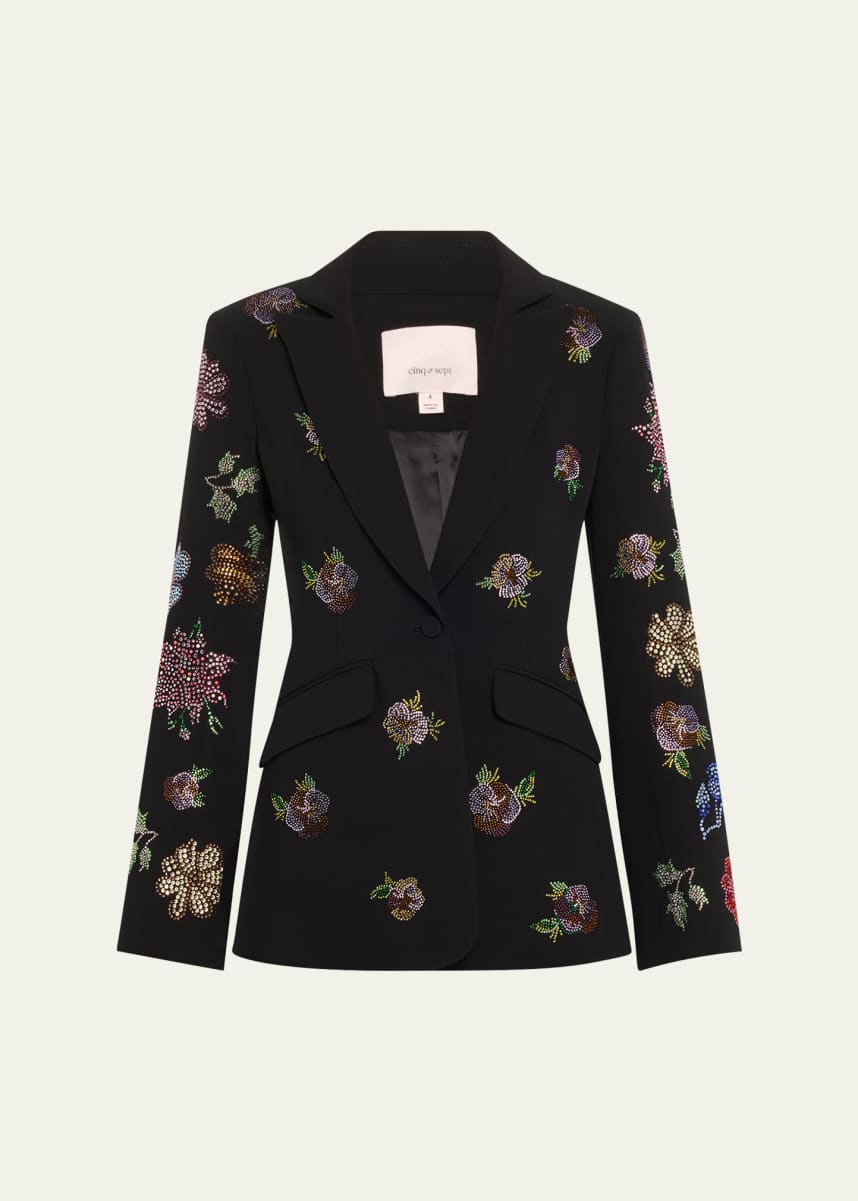 Cinq a Sept Cheyenne Rhinestone Pansy Garden Blazer