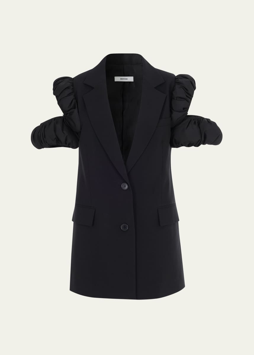 BESFXXK Puffer Cold-Shoulder Blazer