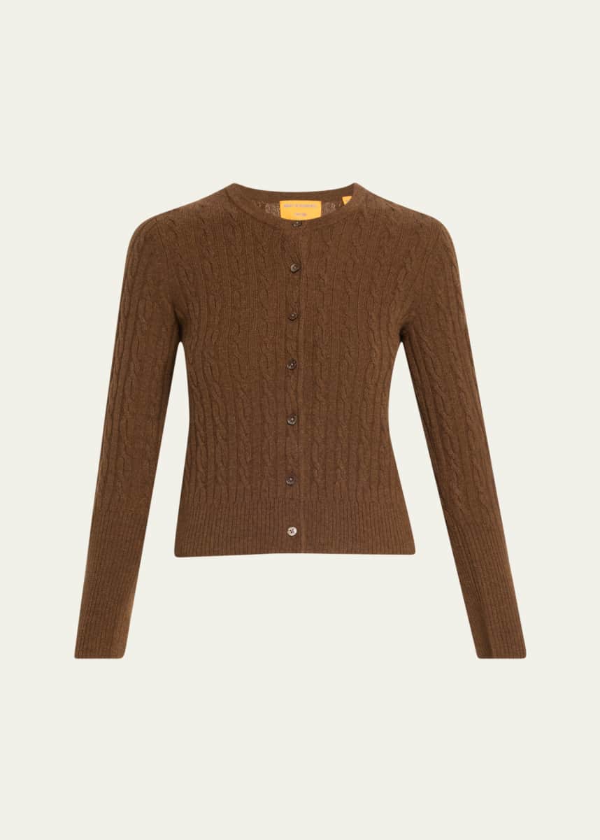 Guest in Residence Jane Cable-Knit Cashmere Cardigan