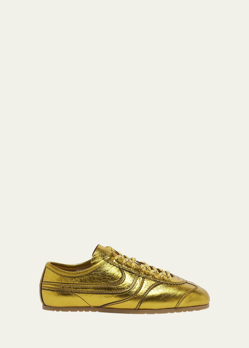 Dries Van Noten Dustin Low-Top Metallic Leather Sneakers