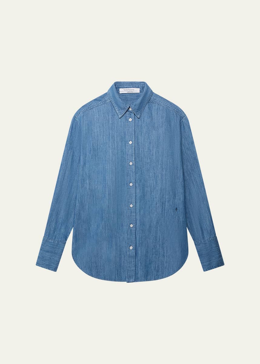 Another Tomorrow Chambray Oversized Button-Down Shirt