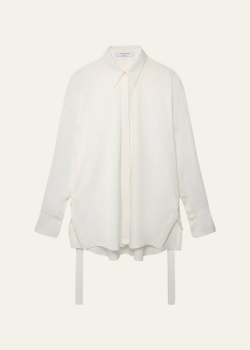 Another Tomorrow Bias Button-Side Collared Shirt